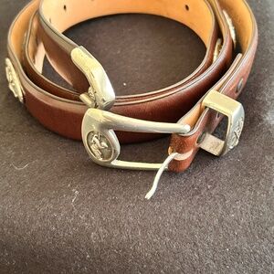 Genuine Italian Calfskin Designer Golf Dress Belt 1-1/8" Wide 42" Brown Design